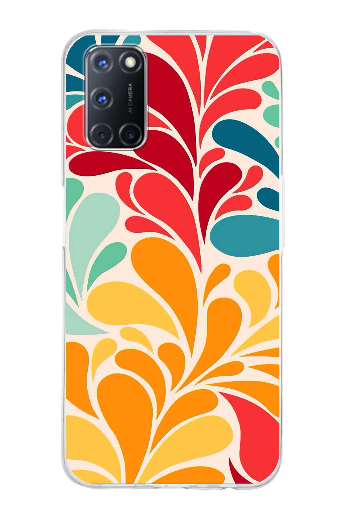 Oppo A72 ile Uyumlu 1mm Slim Fit Retro Renkler 5 Baskılı Şeffaf Kılıf