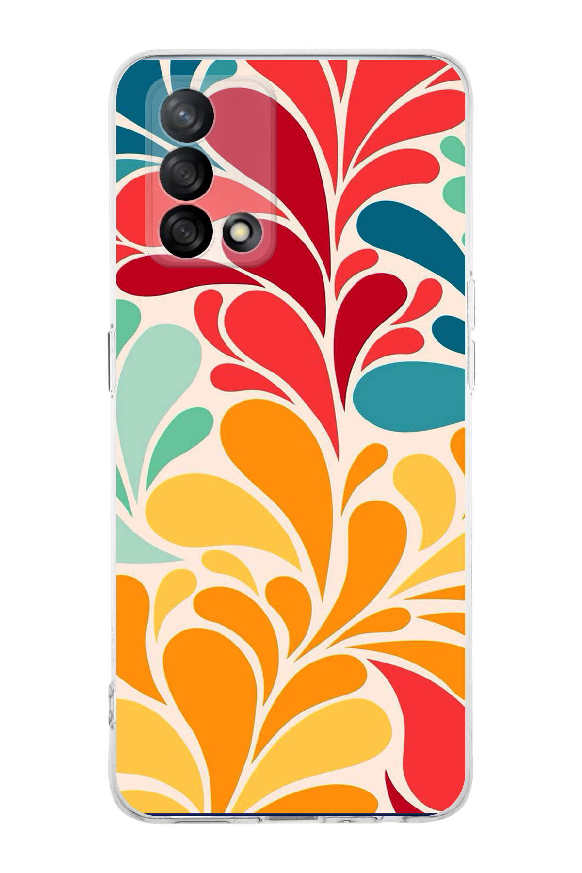 Oppo A74 ile Uyumlu 1mm Slim Fit Retro Renkler 5 Baskılı Şeffaf Kılıf