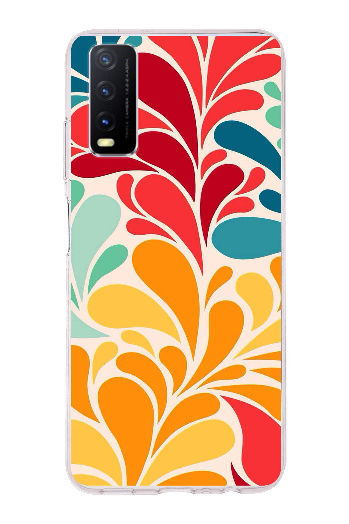 Vivo Y20 ile Uyumlu 1mm Slim Fit Retro Renkler 5 Baskılı Şeffaf Kılıf