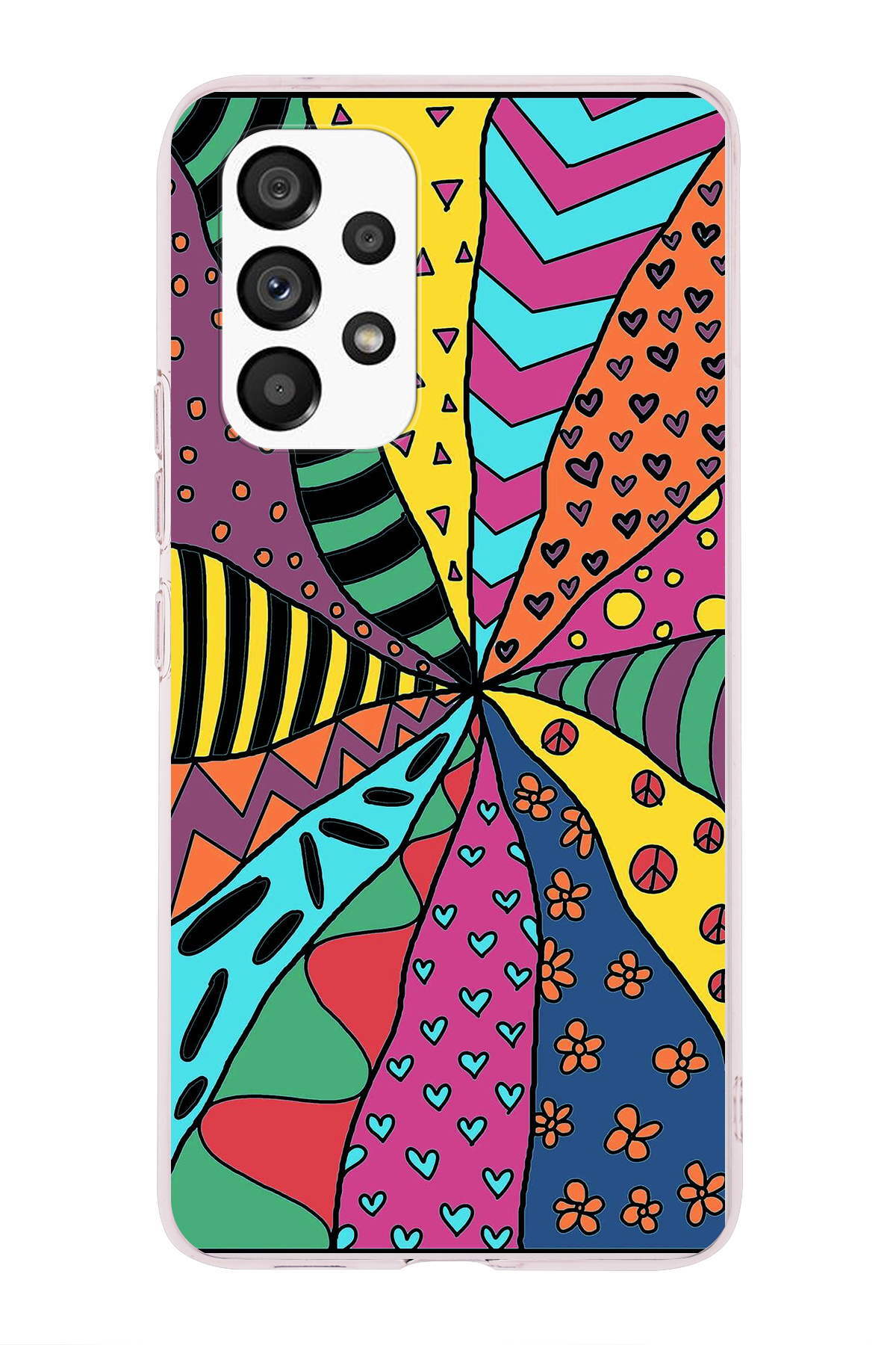 Samsung Galaxy A23 ile Uyumlu 1mm Slim Fit Retro Renkler 4 Baskılı Şeffaf Kılıf