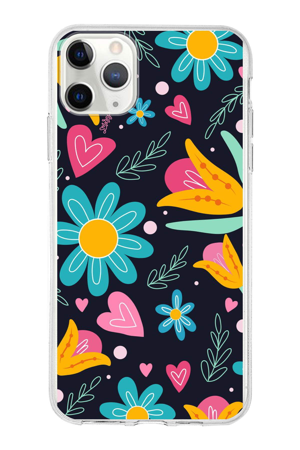 Apple iPhone 11 Pro ile Uyumlu 1mm Slim Fit Retro Renkler 1 Baskılı Şeffaf Kılıf