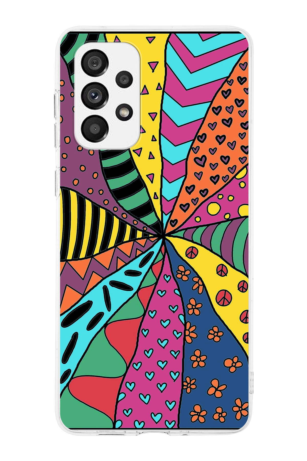 Samsung Galaxy A73 ile Uyumlu 1mm Slim Fit Retro Renkler 4 Baskılı Şeffaf Kılıf