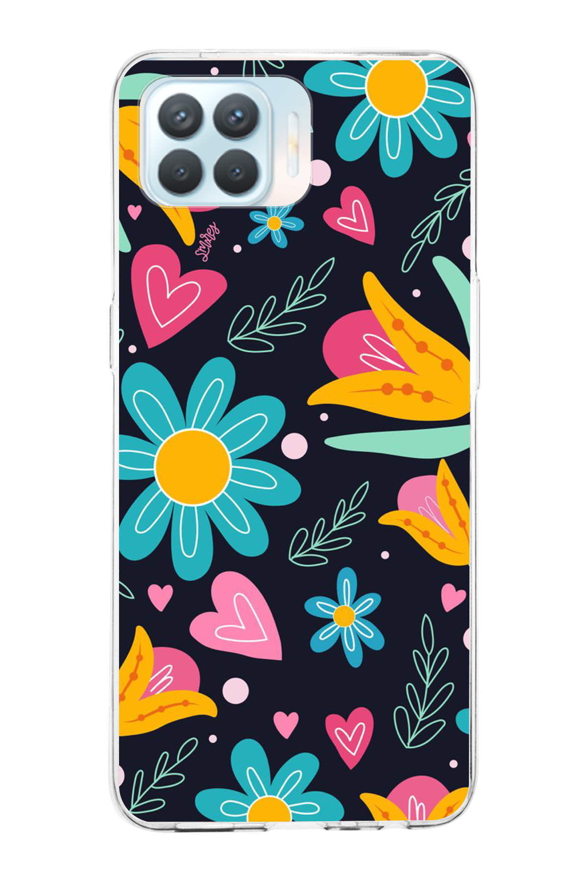 Oppo Reno 4 Lite ile Uyumlu 1mm Slim Fit Retro Renkler 1 Baskılı Şeffaf Kılıf