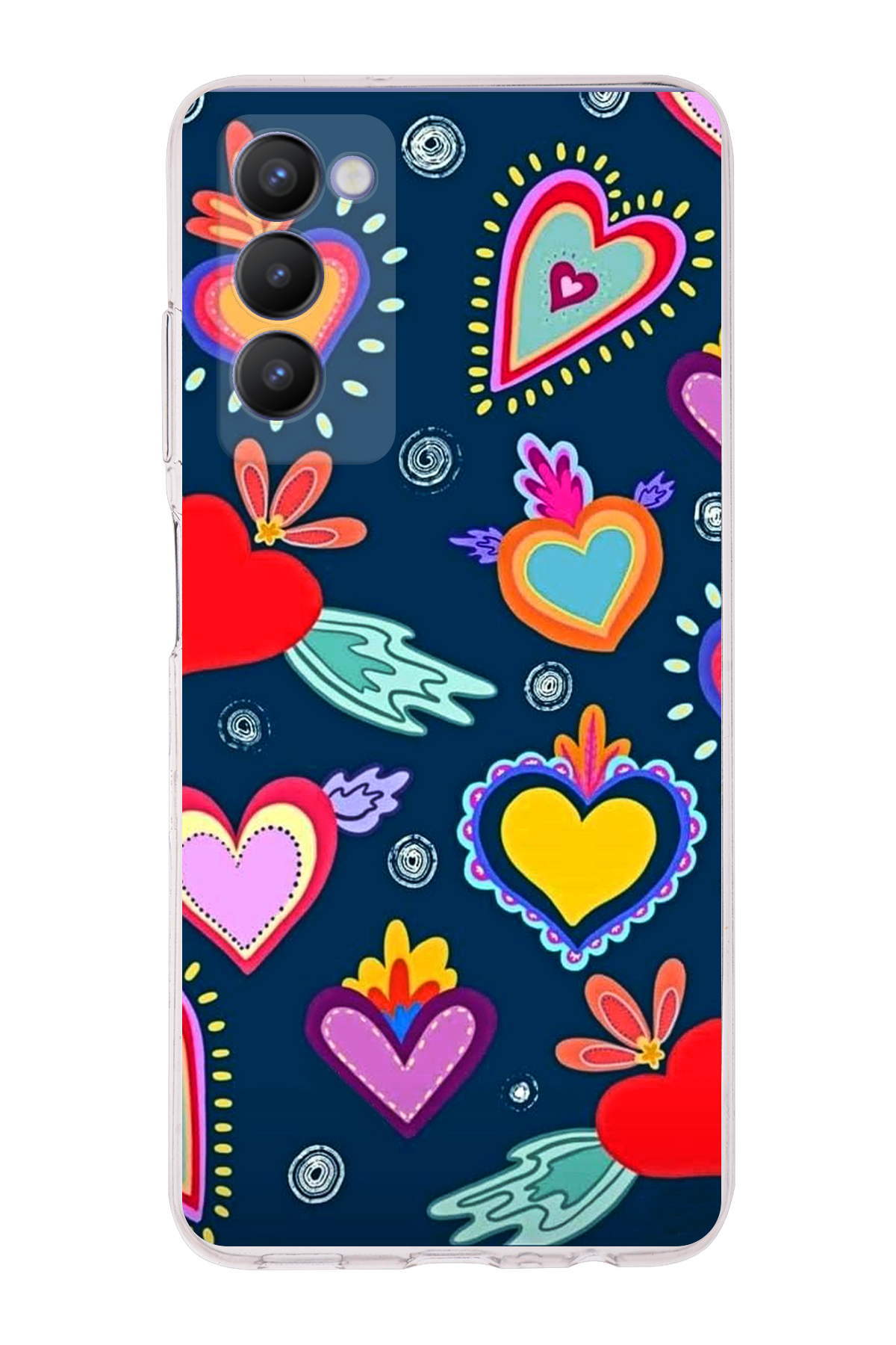 Tecno Camon 18P ile Uyumlu 1mm Slim Fit Retro Renkler 3 Baskılı Şeffaf Kılıf