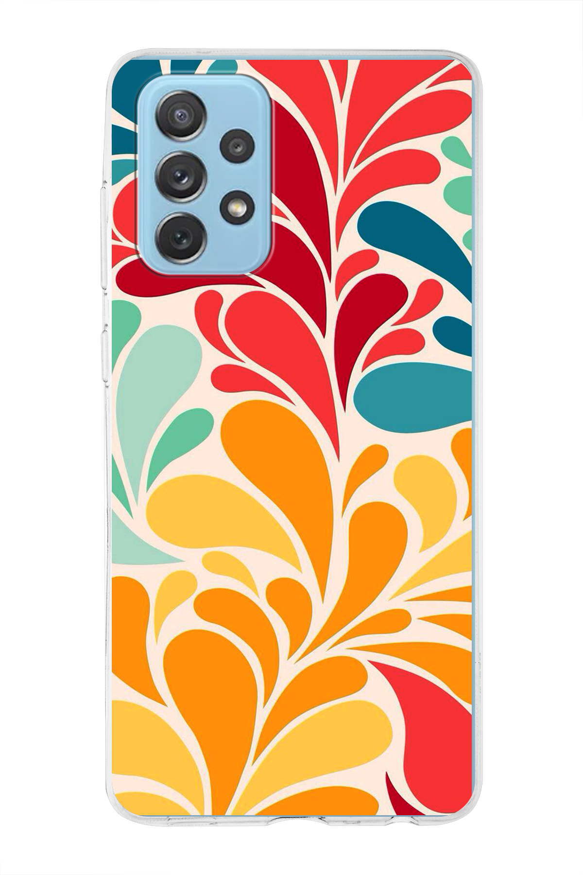 Samsung Galaxy A72 ile Uyumlu 1mm Slim Fit Retro Renkler 5 Baskılı Şeffaf Kılıf