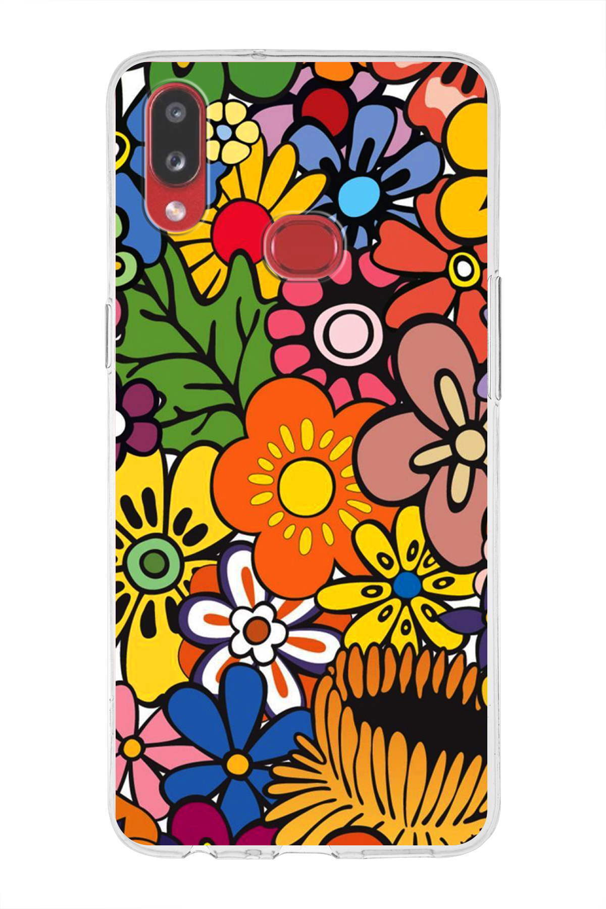 Samsung Galaxy A10s ile Uyumlu 1mm Slim Fit Retro Renkler 2 Baskılı Şeffaf Kılıf