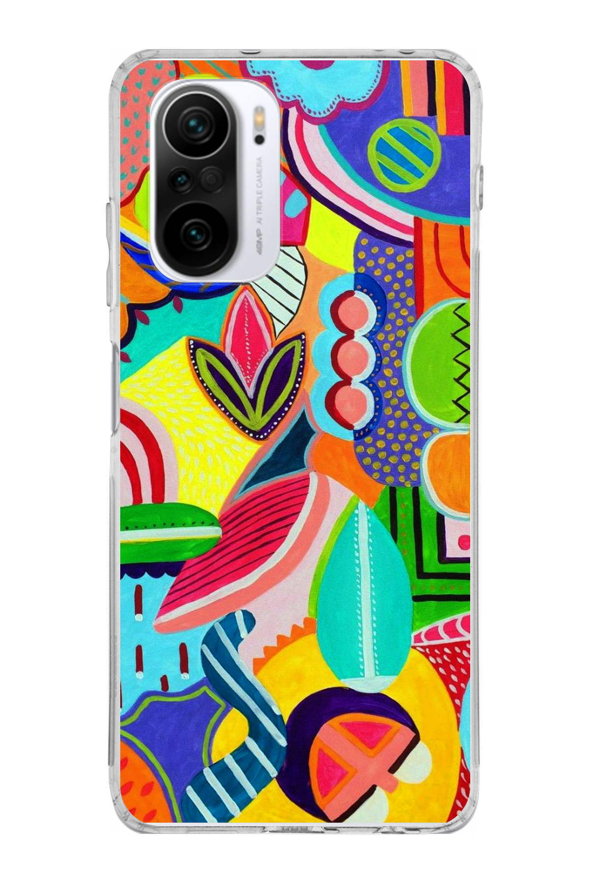 Xiaomi Redmi K40 ile Uyumlu 1mm Slim Fit Retro Renkler 6 Baskılı Şeffaf Kılıf