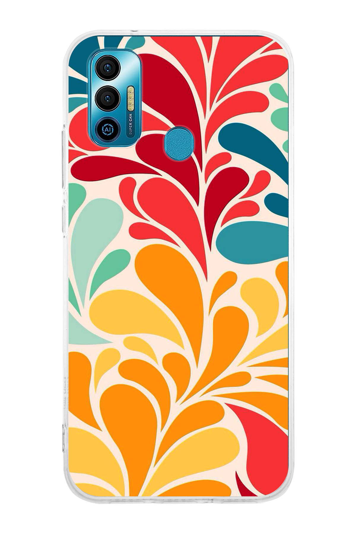 Tecno Spark 7 ile Uyumlu 1mm Slim Fit Retro Renkler 5 Baskılı Şeffaf Kılıf