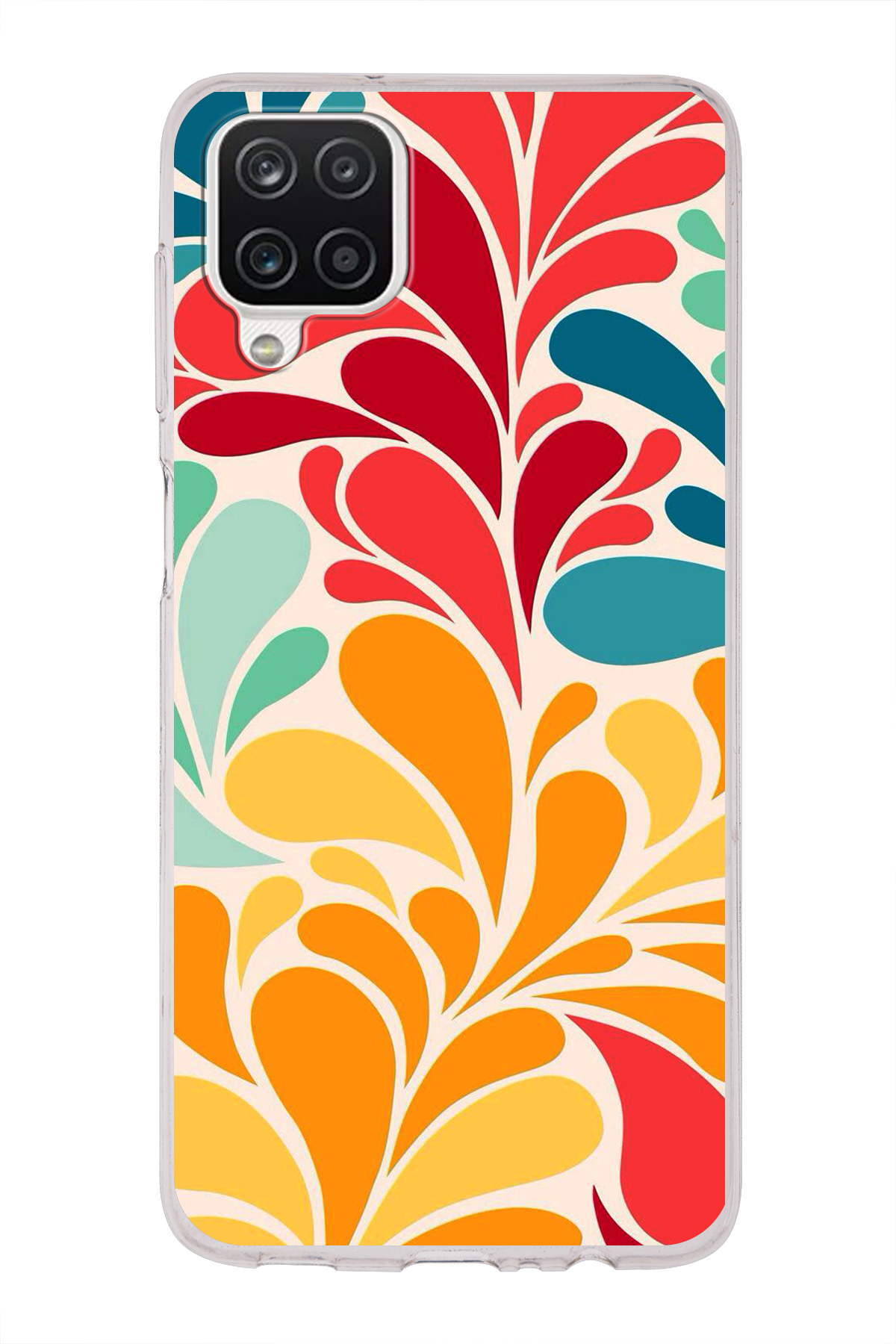 Samsung Galaxy A12 ile Uyumlu 1mm Slim Fit Retro Renkler 5 Baskılı Şeffaf Kılıf
