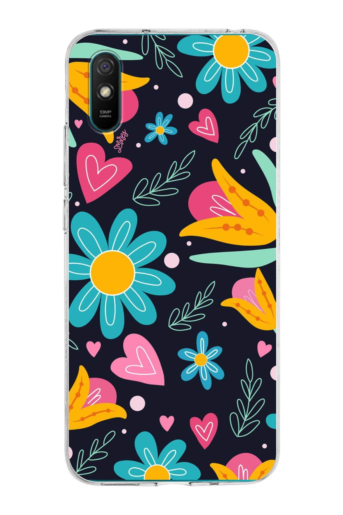 Xiaomi Redmi 9A ile Uyumlu 1mm Slim Fit Retro Renkler 1 Baskılı Şeffaf Kılıf