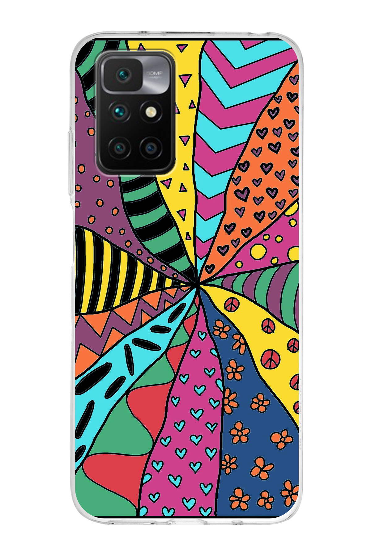 Xiaomi Redmi 10 2022 ile Uyumlu 1mm Slim Fit Retro Renkler 4 Baskılı Şeffaf Kılıf