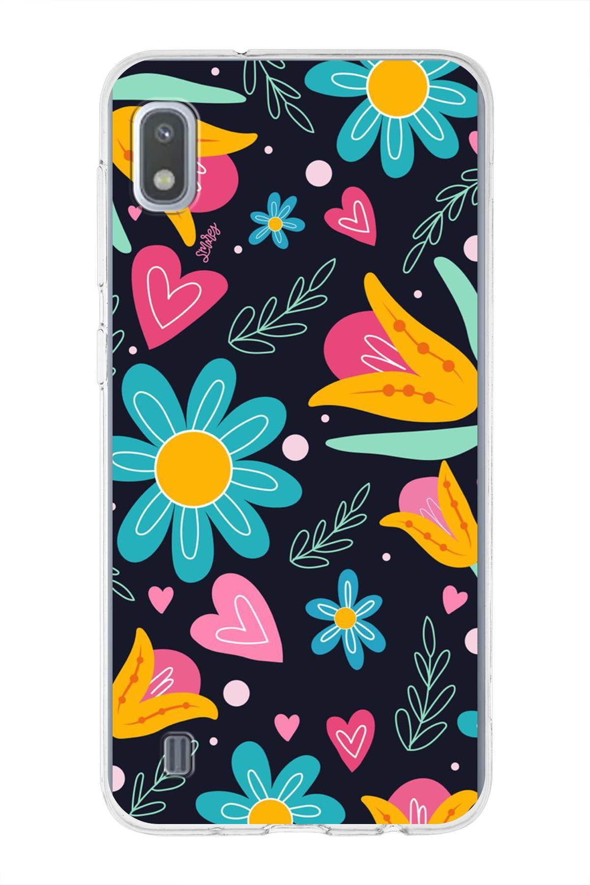 Samsung Galaxy A10 ile Uyumlu 1mm Slim Fit Retro Renkler 1 Baskılı Şeffaf Kılıf