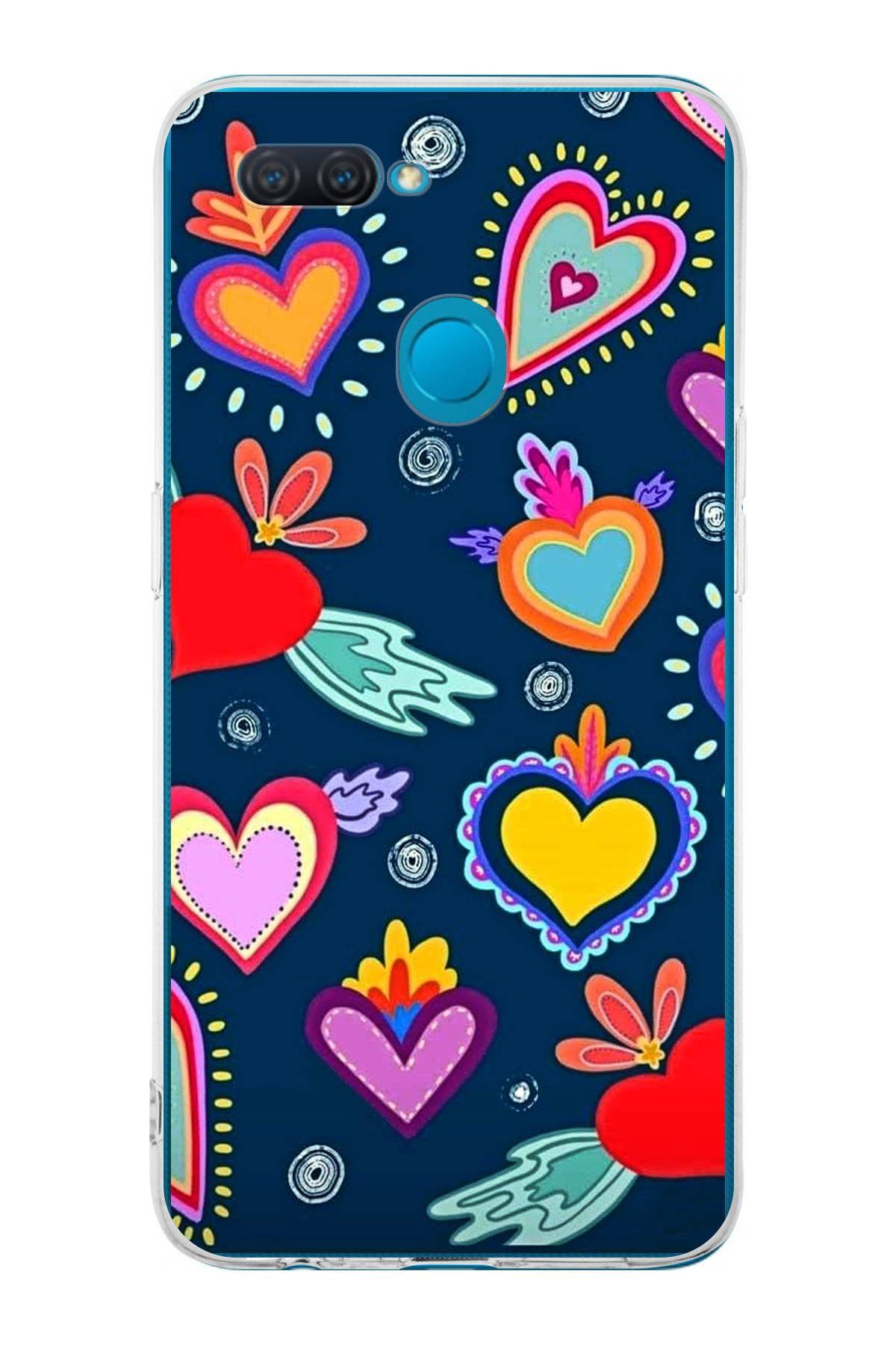 Oppo A12 ile Uyumlu 1mm Slim Fit Retro Renkler 3 Baskılı Şeffaf Kılıf