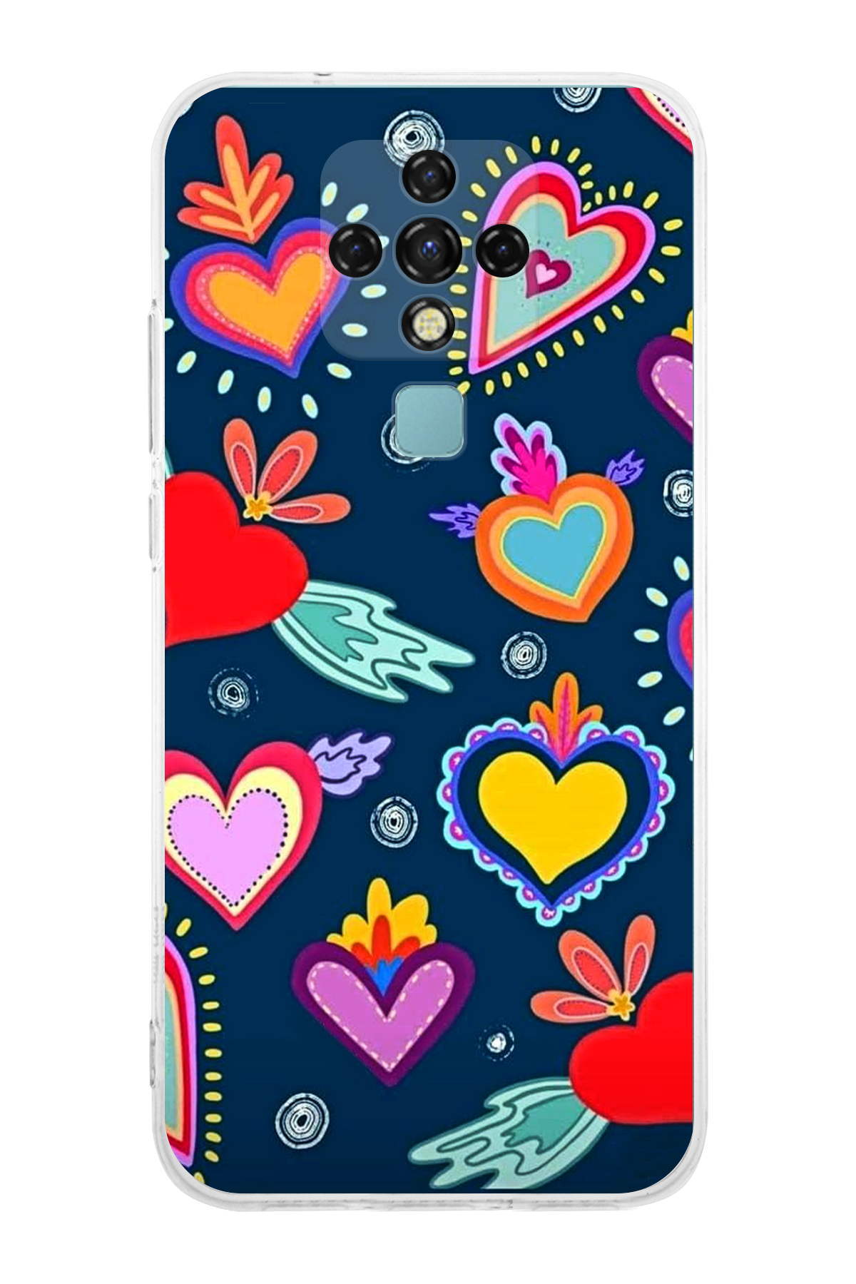 Tecno Camon 16 ile Uyumlu 1mm Slim Fit Retro Renkler 3 Baskılı Şeffaf Kılıf