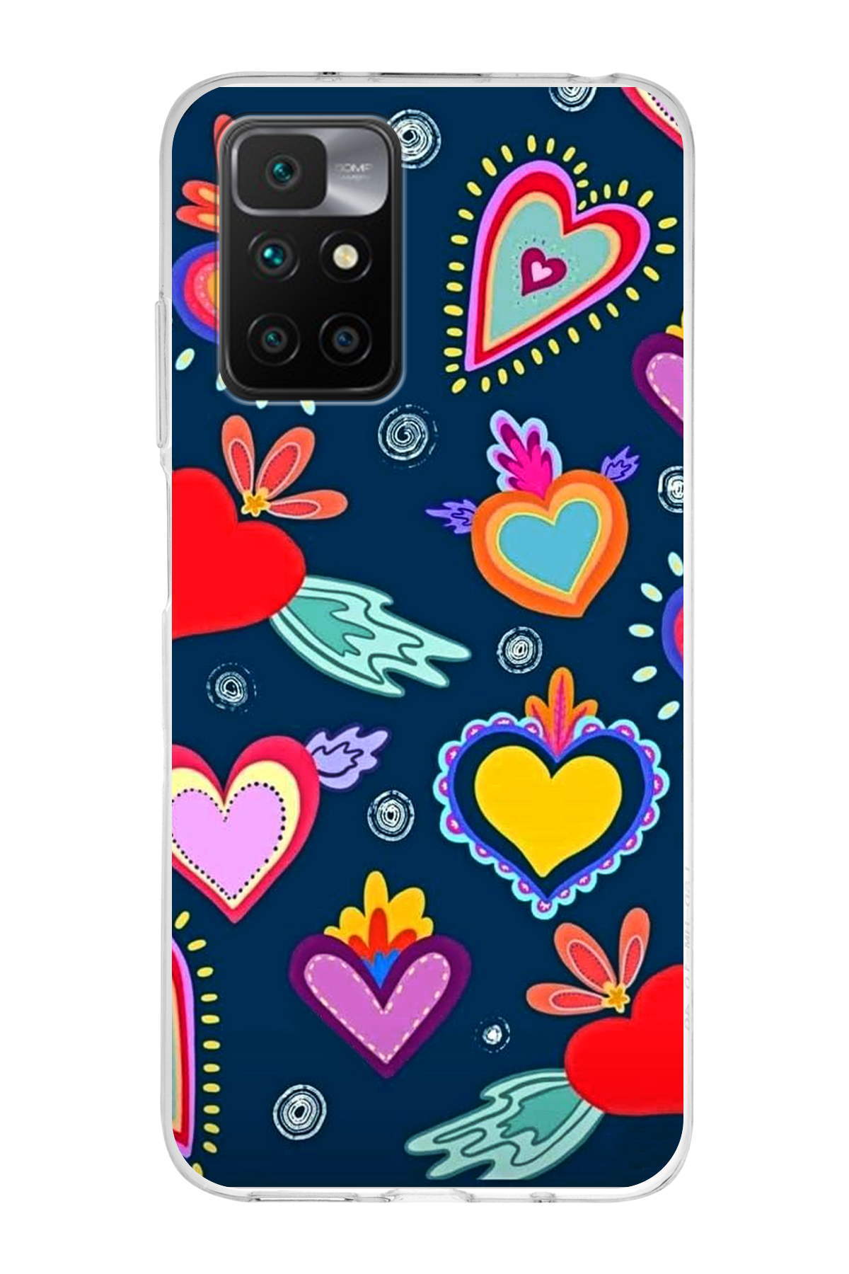 Xiaomi Redmi 10 ile Uyumlu 1mm Slim Fit Retro Renkler 3 Baskılı Şeffaf Kılıf