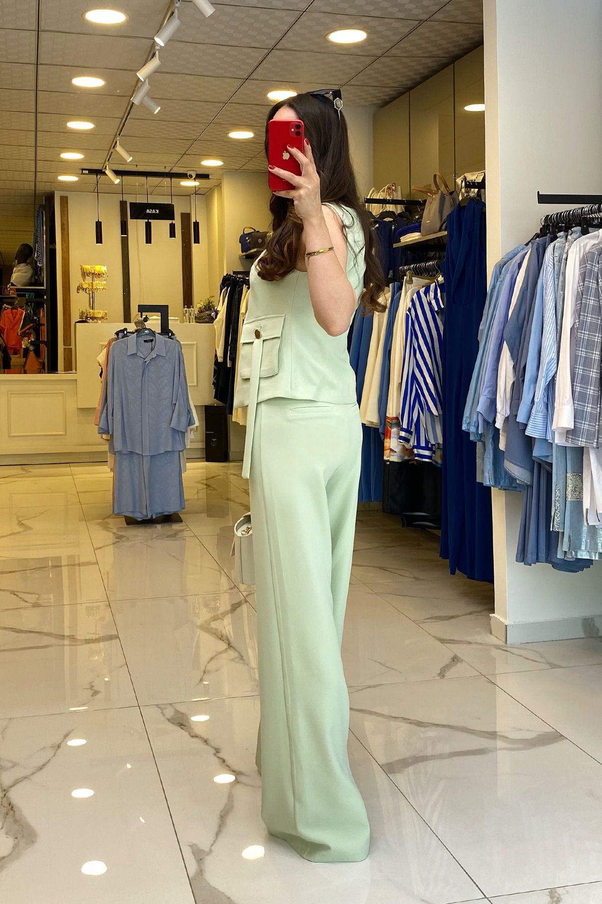 کت وشلوار سبز زنانه لباس جیب نعنا MIARTE ZIPPERED ZIPPER اورجینال Vosse