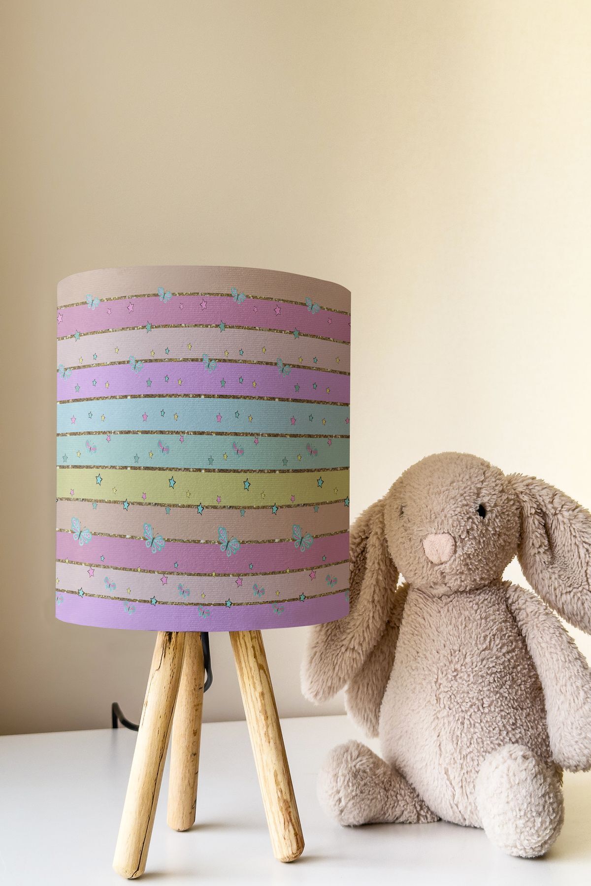 Colorful Striped Patterned Children's Room Lampshade Table LampTLAB-292