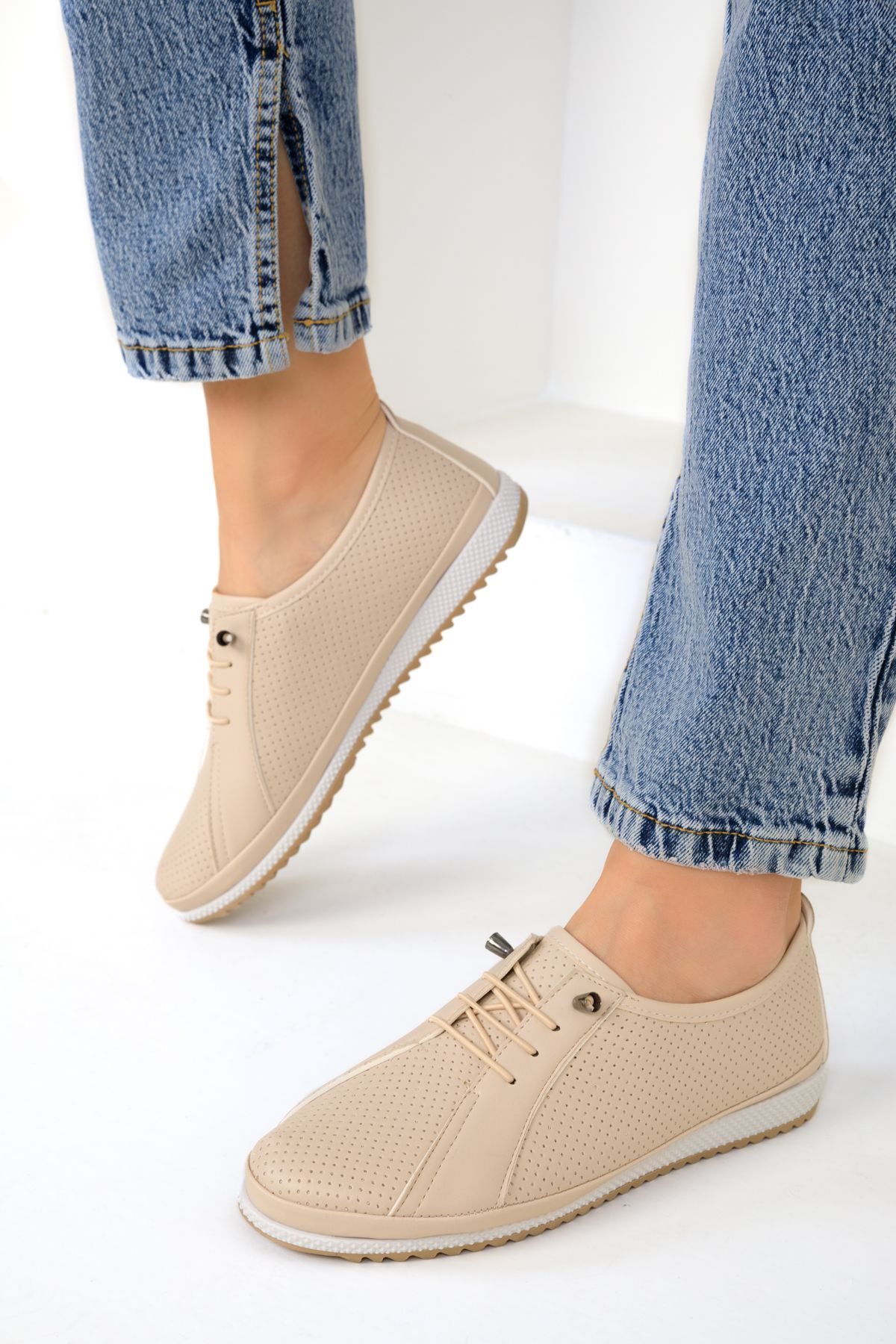 SOHO-Beige Women's Loafer Shoes 19274 1