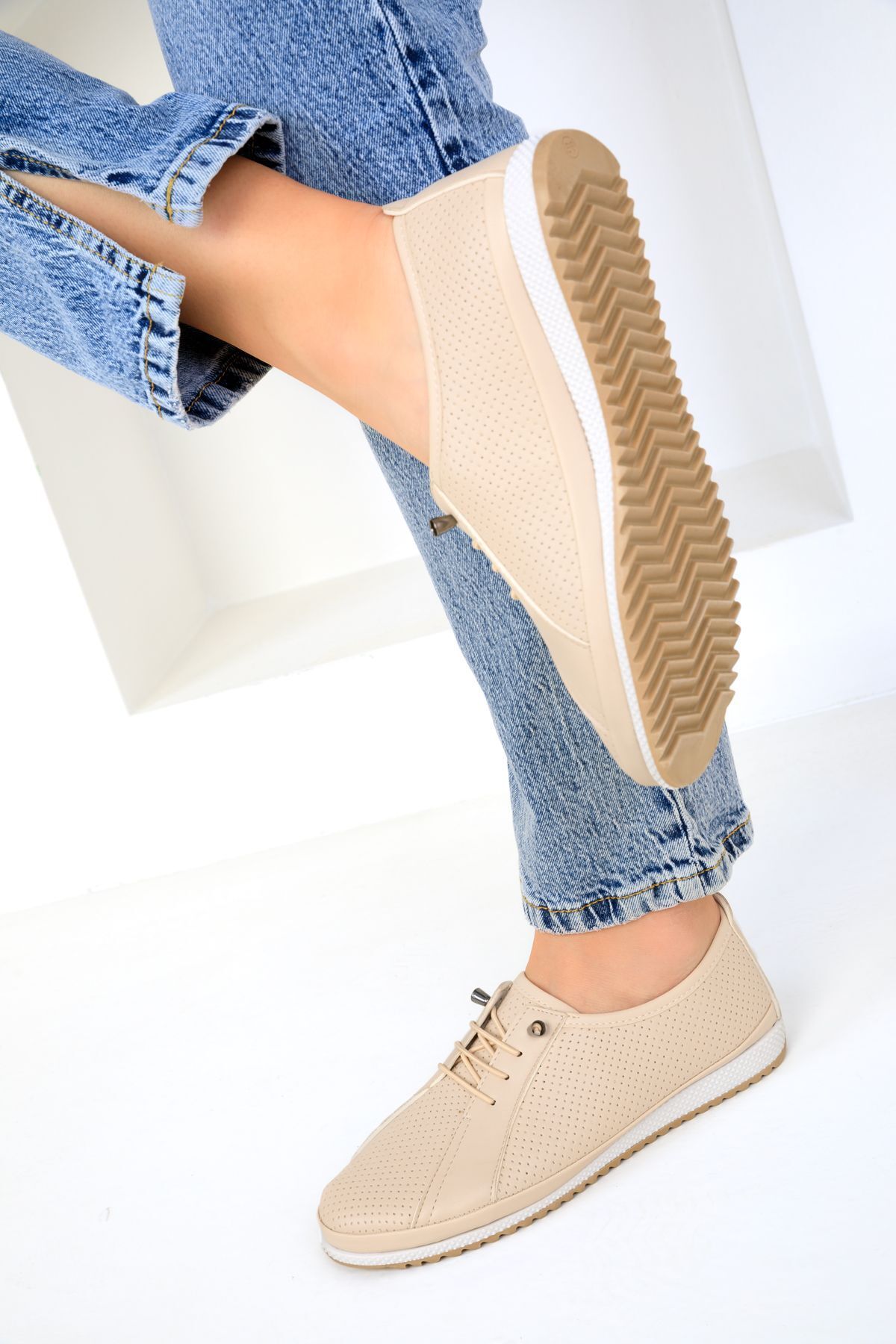 SOHO-Beige Women's Loafer Shoes 19274 5