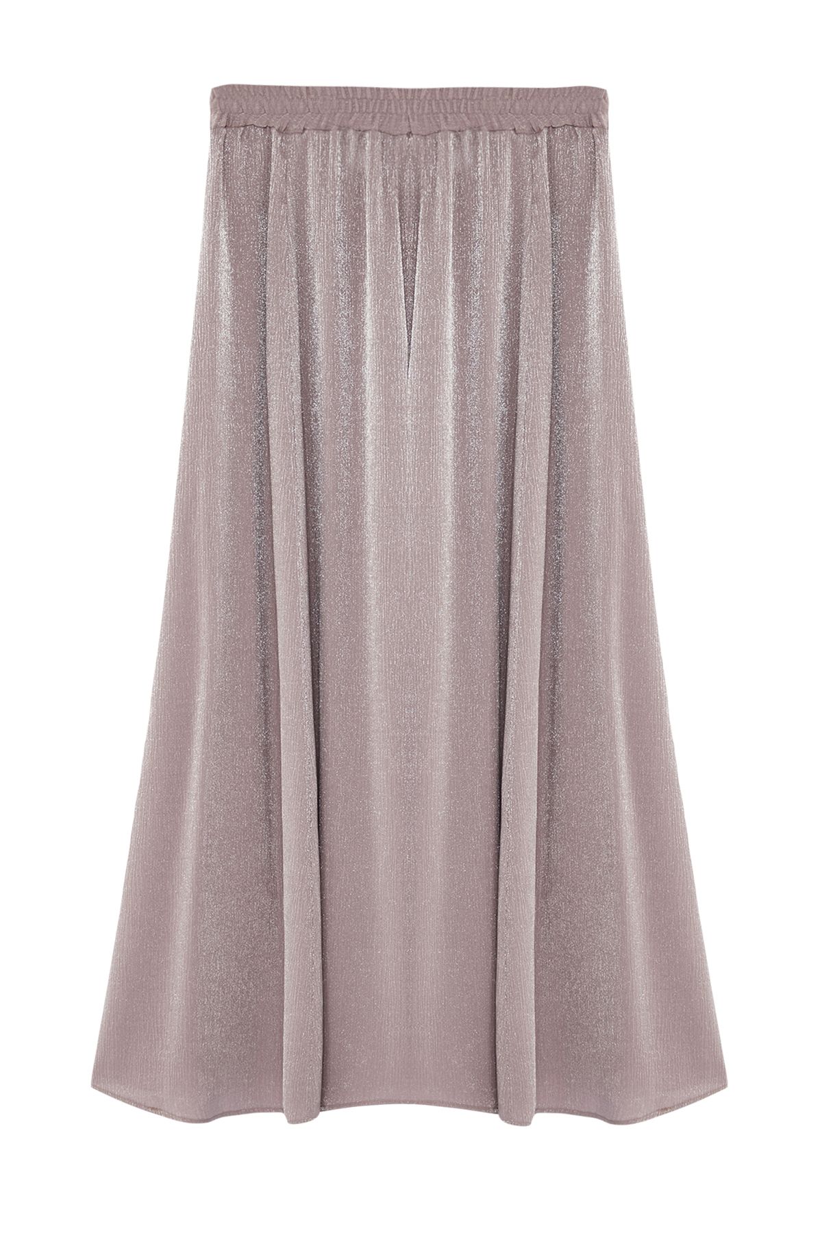 Trendyol Modest-Lesklá fialová tkaná sukňa - TCTSS24EE00019 7