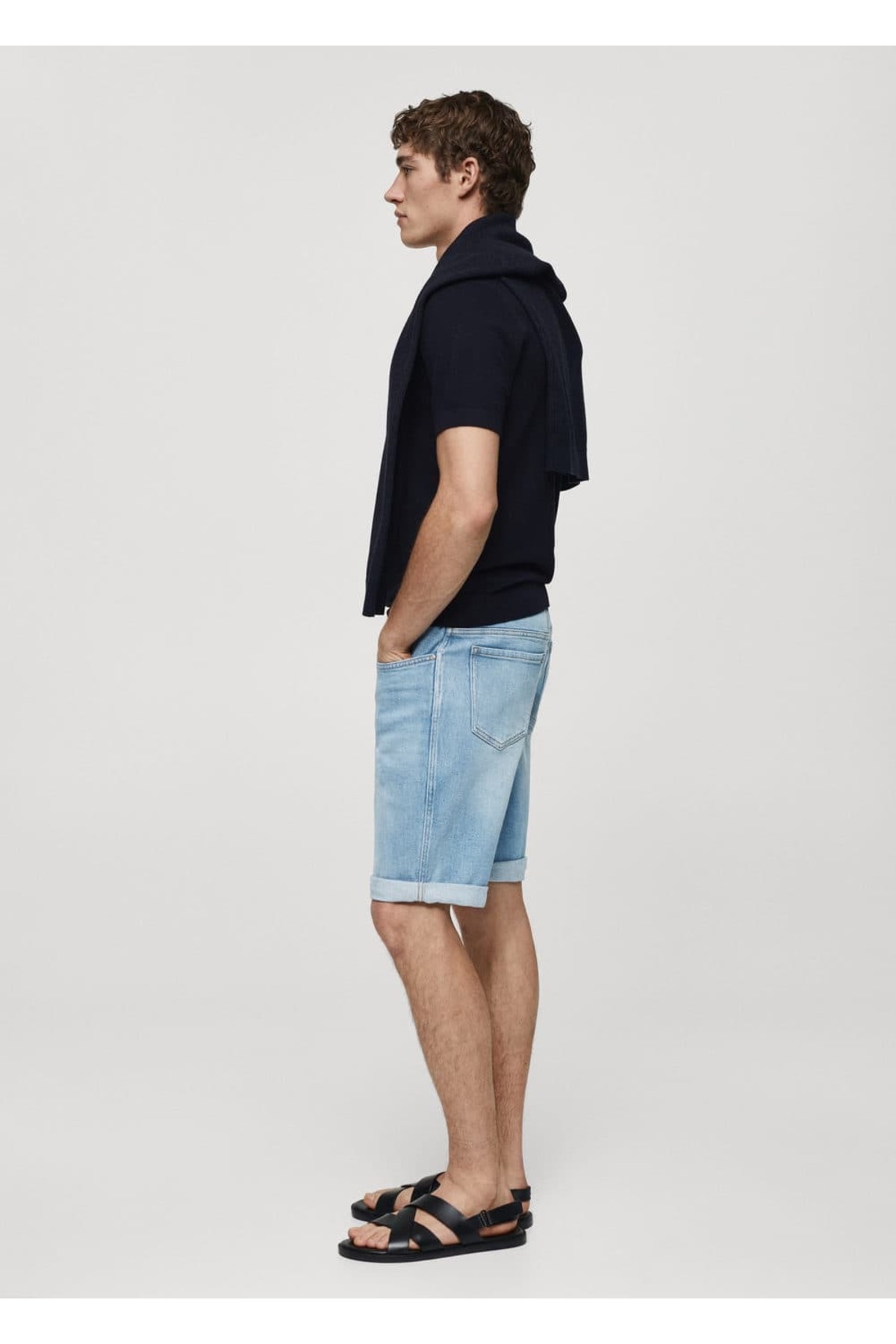 شلوار مردانه آبی منگوMANGO Man | 67065978 اورجینال - تصویر 5