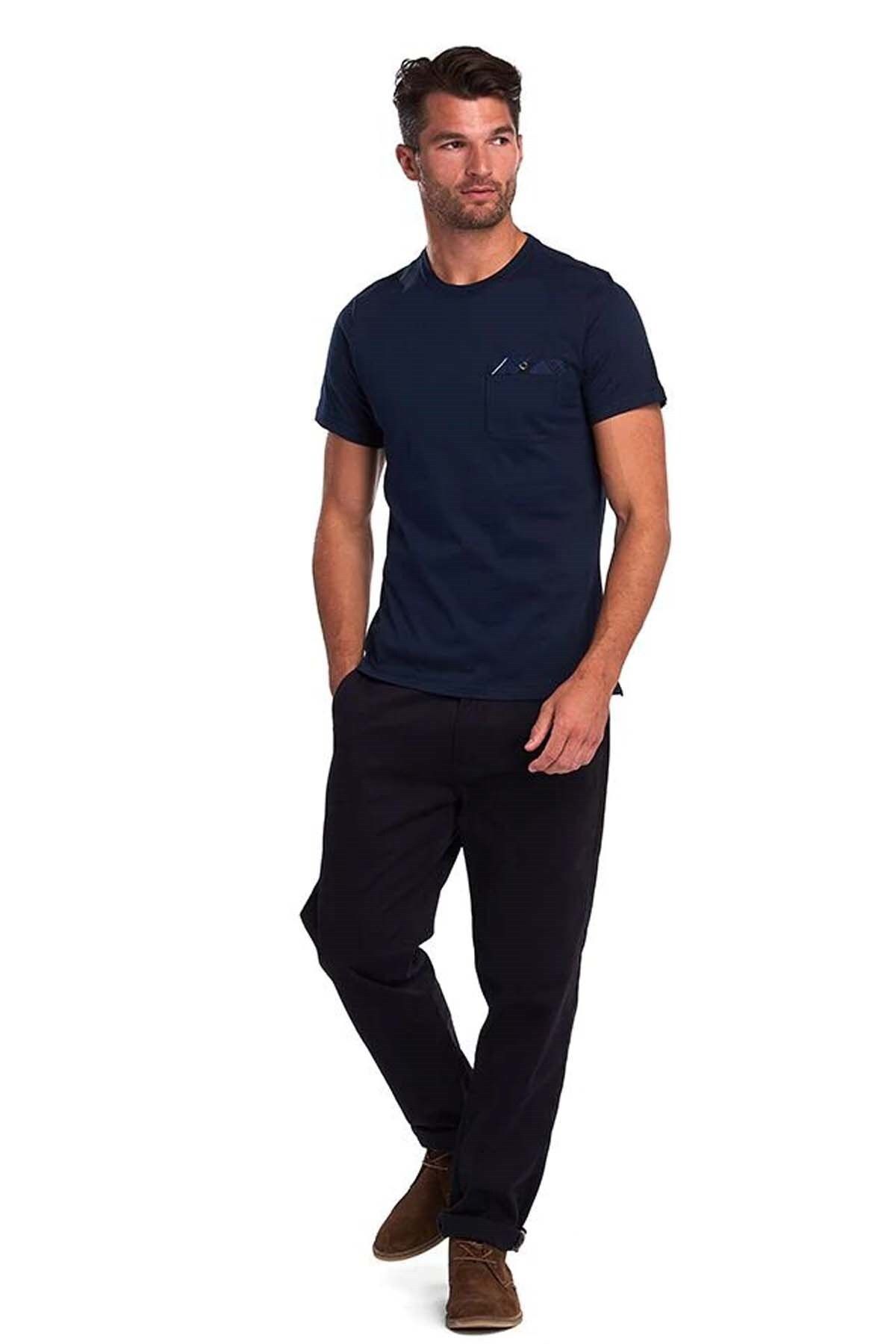 تی شرت آبی مردانه Durness Poket NY91 Navy Barbour