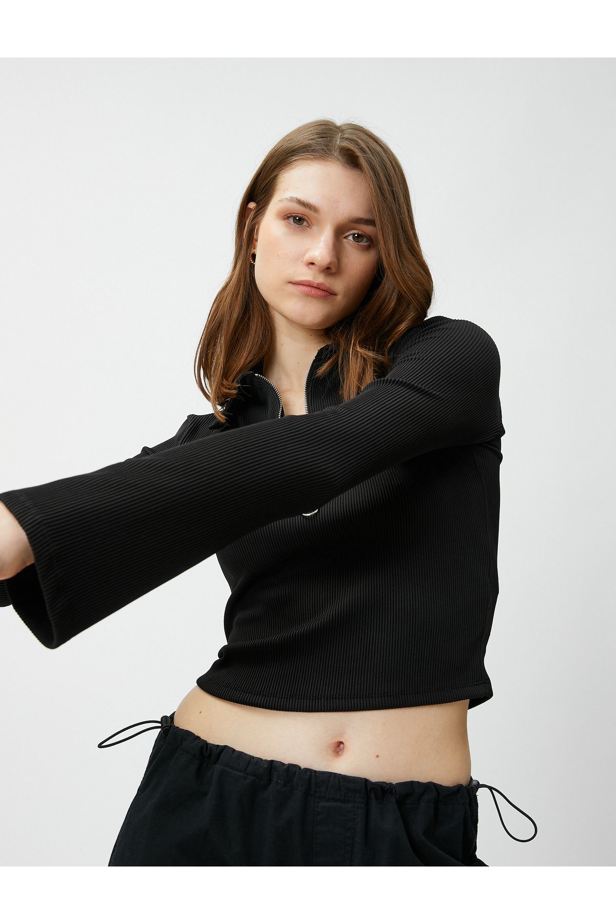 Koton Krótka Koszulka Polo Z Kołnierzem I Zamkiem Błyskawicznym Kobieta - XL