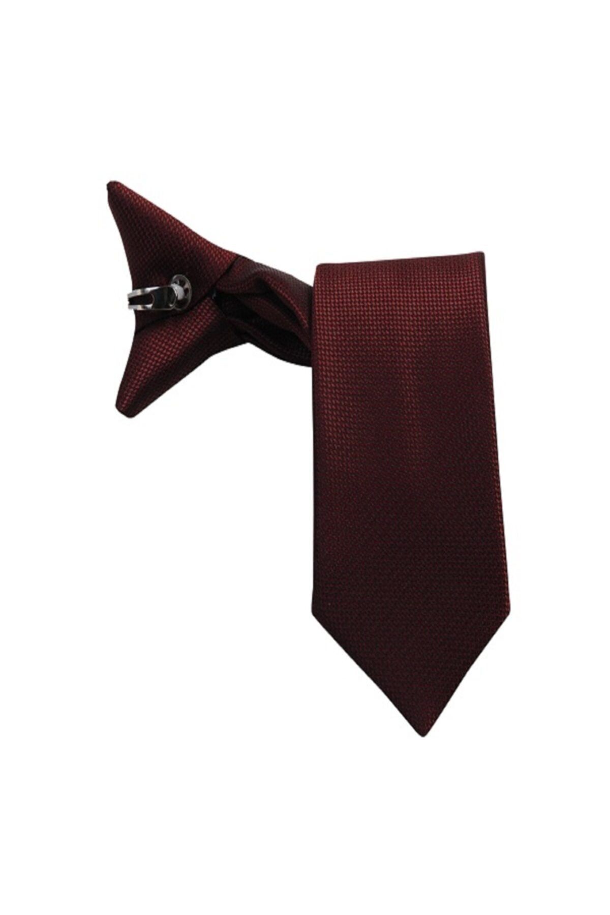 PROKRAVAT-Men's Burgundy Eyelet Clip Tie 1