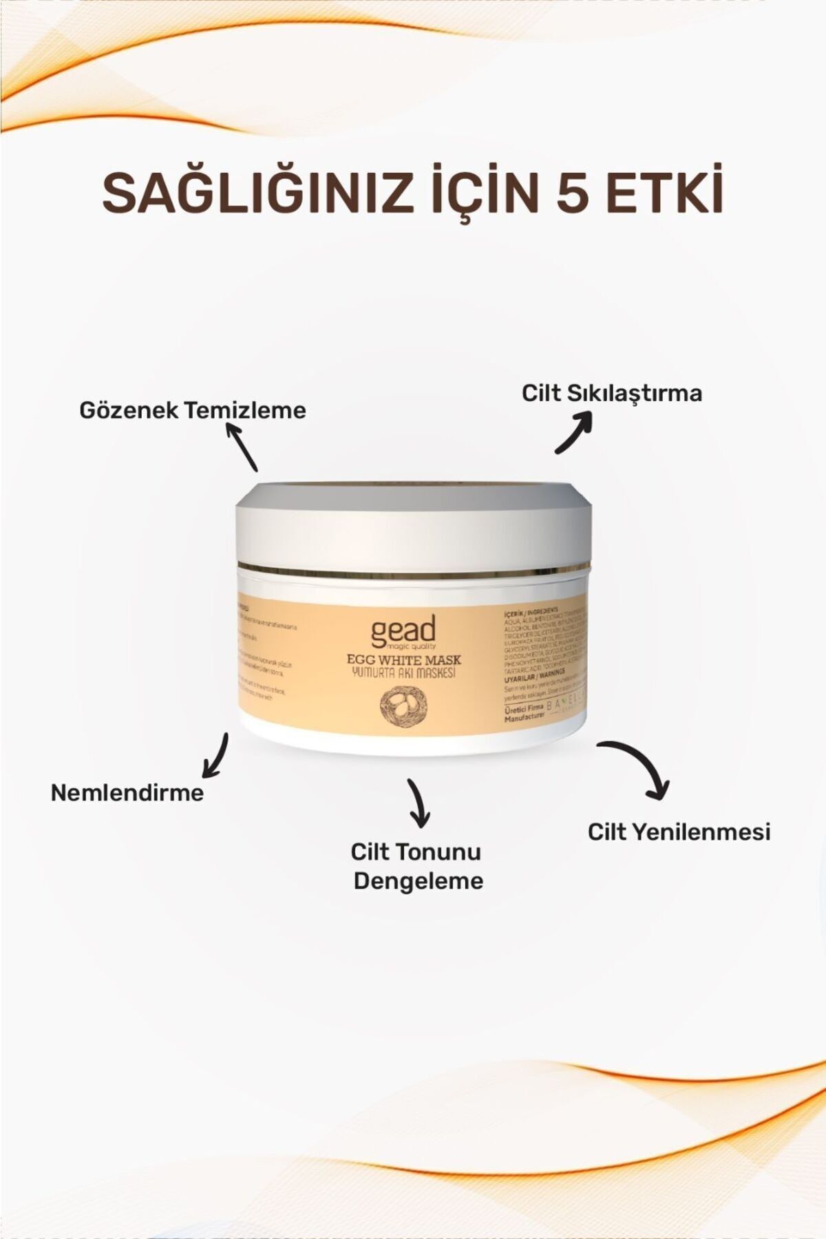 ماسک سفیده تخم مرغ - ماسک سفیده تخم مرغ سفت کننده منافذ - 100 گرم Gead