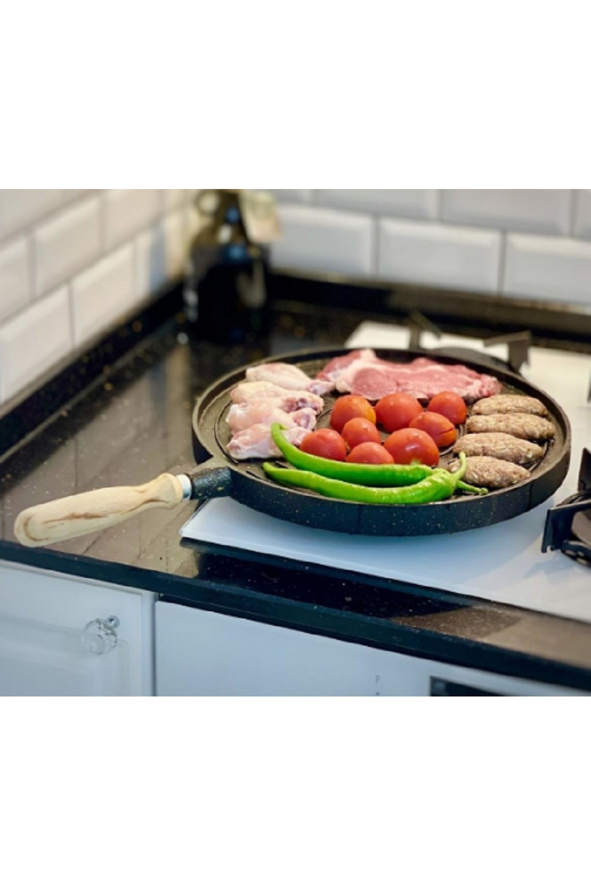 Altunay Hamarat Çift Taraflı Granit Kaplı 35 Cm Döküm Gözleme-grill Tava
