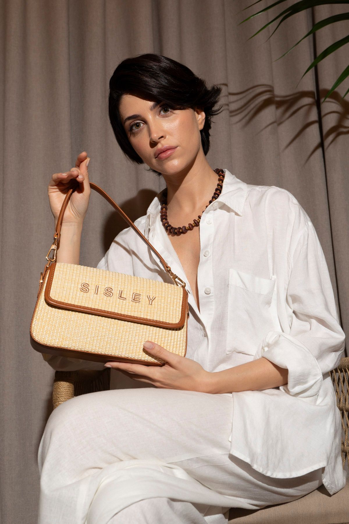 Sisley-حقيبة كتف نسائية بيج - SLY096 2