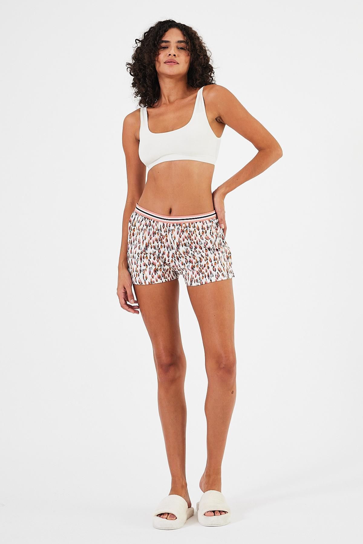 Penyelux-White Patterned Cotton Mini Shorts Leggings - Citycomfort, Elastic Waist 3