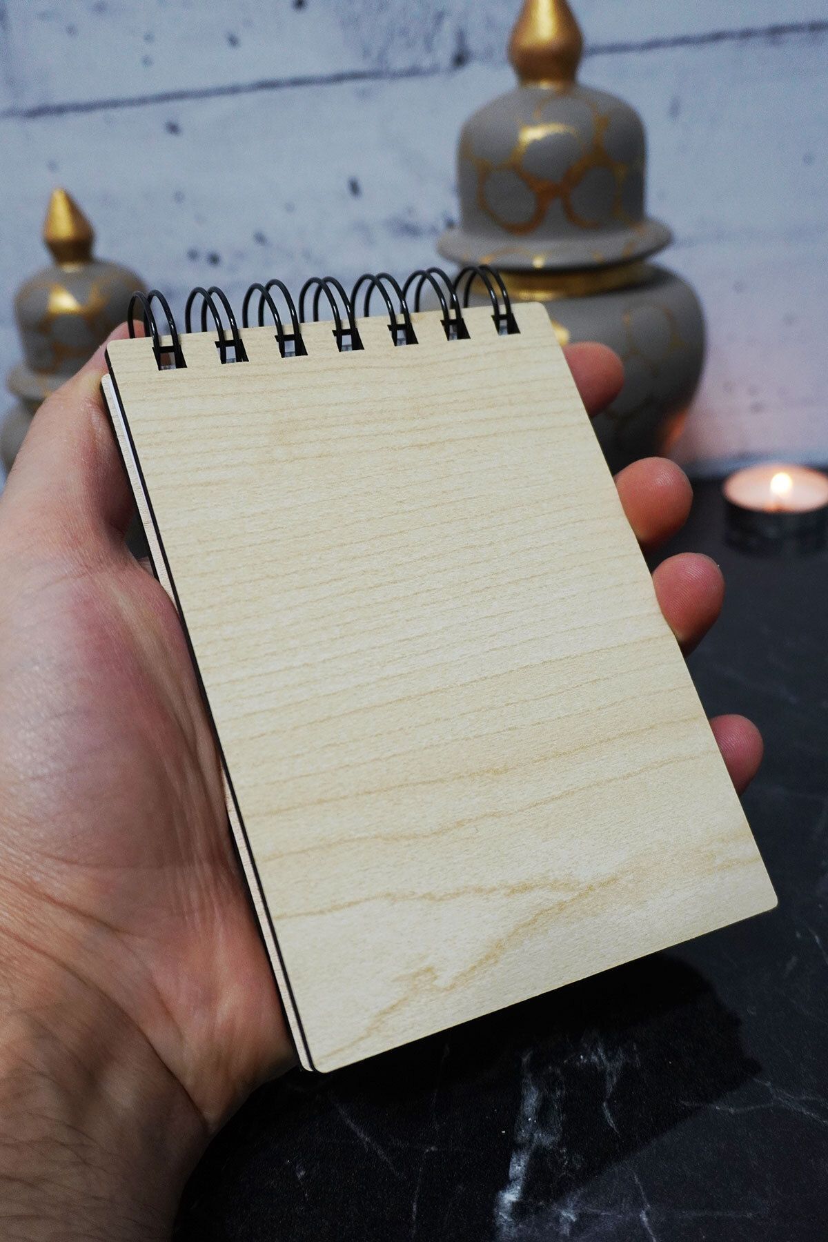 markcat-Wooden Covered Deer Figure Notebook - Mini Pocket Notebook - My List 6