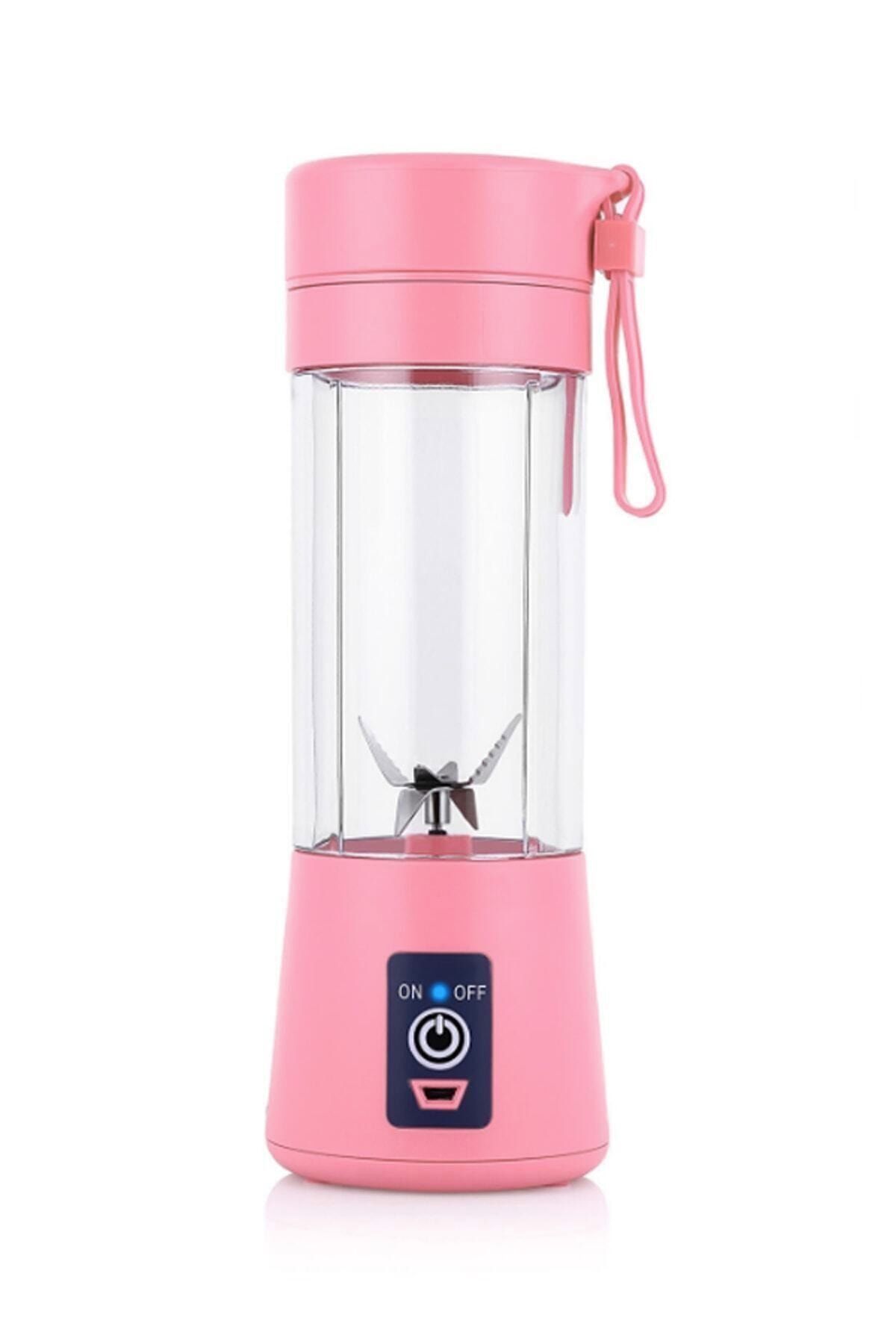 Portatif Taşınabilir El Blender 380 Ml 6 Bıçaklı Usb Şarjlı Blender-pembe