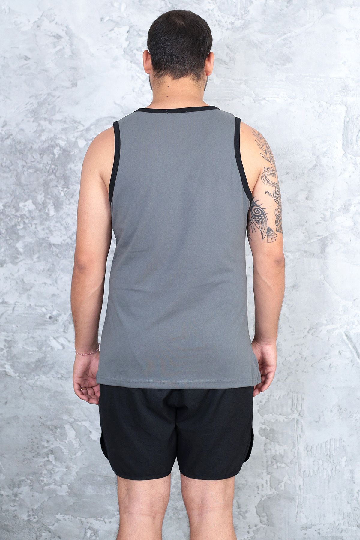 technomonkey-Men's Smoke Gray Slim Fit Halter Collar Cotton Combed Sports Undershirt 8