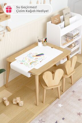 OBİ Atölye Ahşap Oyun Aktivite Masası Suya Karşı Dayanıklı 2 Adet Ahşap Sanda...