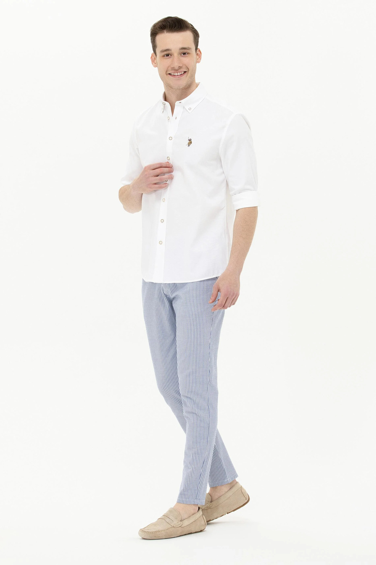 یو اس پولو شلوار مردانه اسلیم فیت ورزشی چینو U.S.POLO با کمر کشی G081SZ078.000.1827530 KANUP 015 CAMEL 38