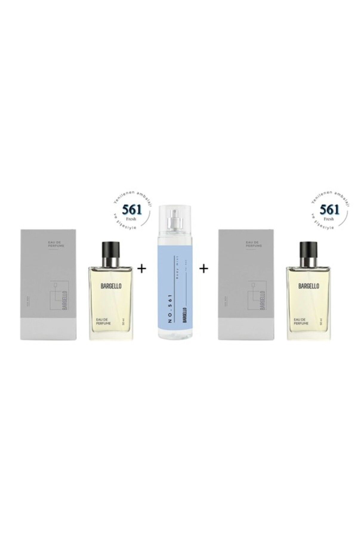 561 + 561 عطر مردانه Edp 100 ml Fresh Body Mist No:561 مردانه Edt 210 ml Fresh Bargello