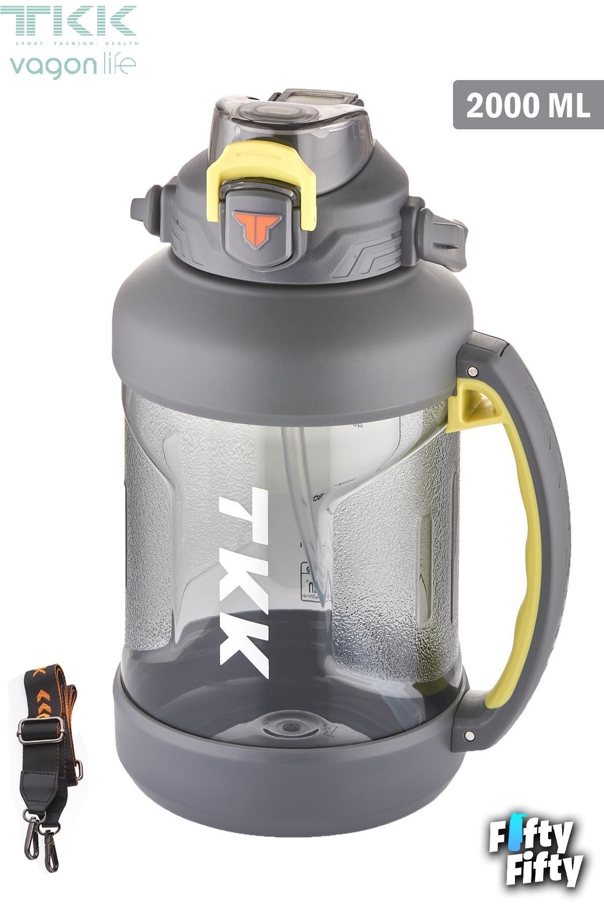 Vagonlife-TKK 2000 مل زجاجة مياه تريتان بغطاء واحد للاستخدام المزدوج مع شفاطة/شرب مريح-FFTKK1028-2000ML 3
