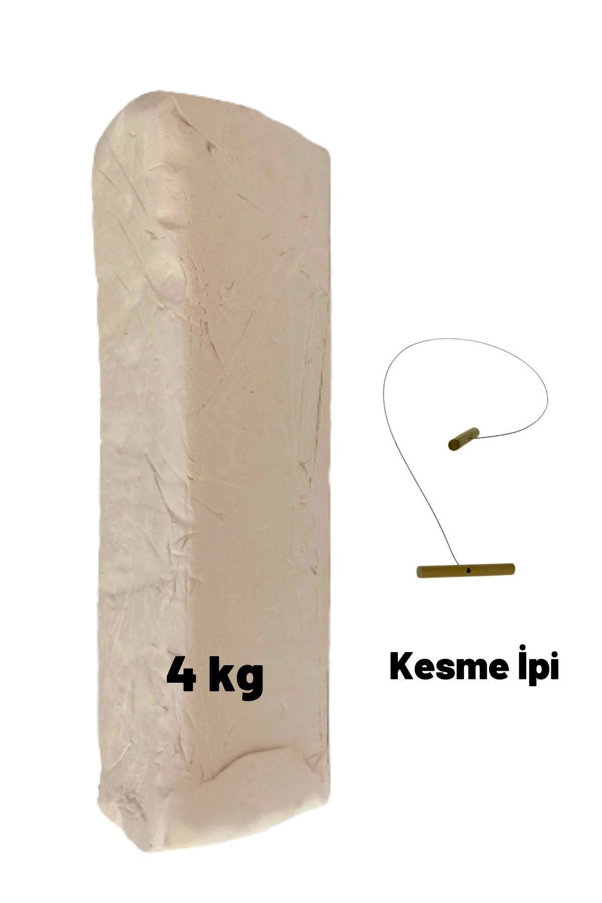 Seramik Hamuru Başlangıç Seti, 4000 gr Beyaz Kil Seramik Hamuru, Seramik Çamur Kesme Ipi Teli,