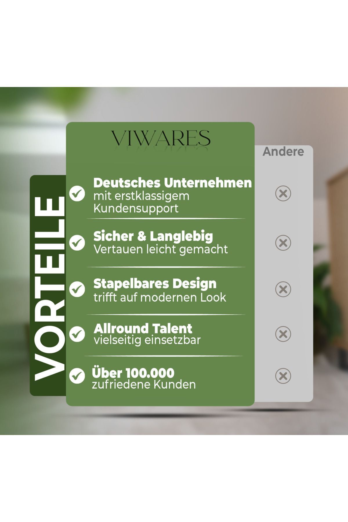 Viwares-Faltbare Aufbewahrungsbox mit Deckel - 4 Stapelbare Aufbewahrungsboxen 8