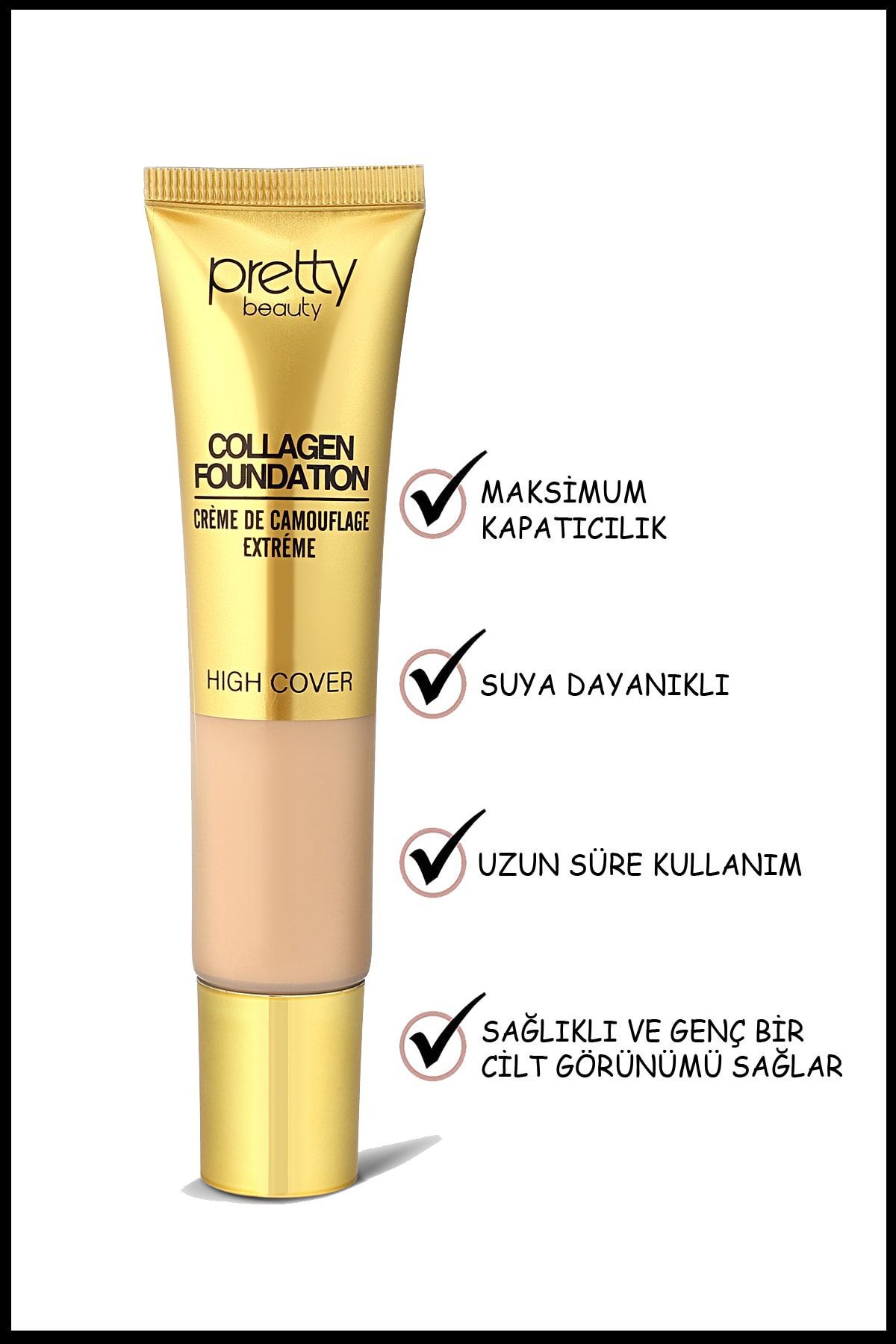 Pretty Beauty High Cover Yüksek Kapatıcı Etkili Collagen Fondöten No:2