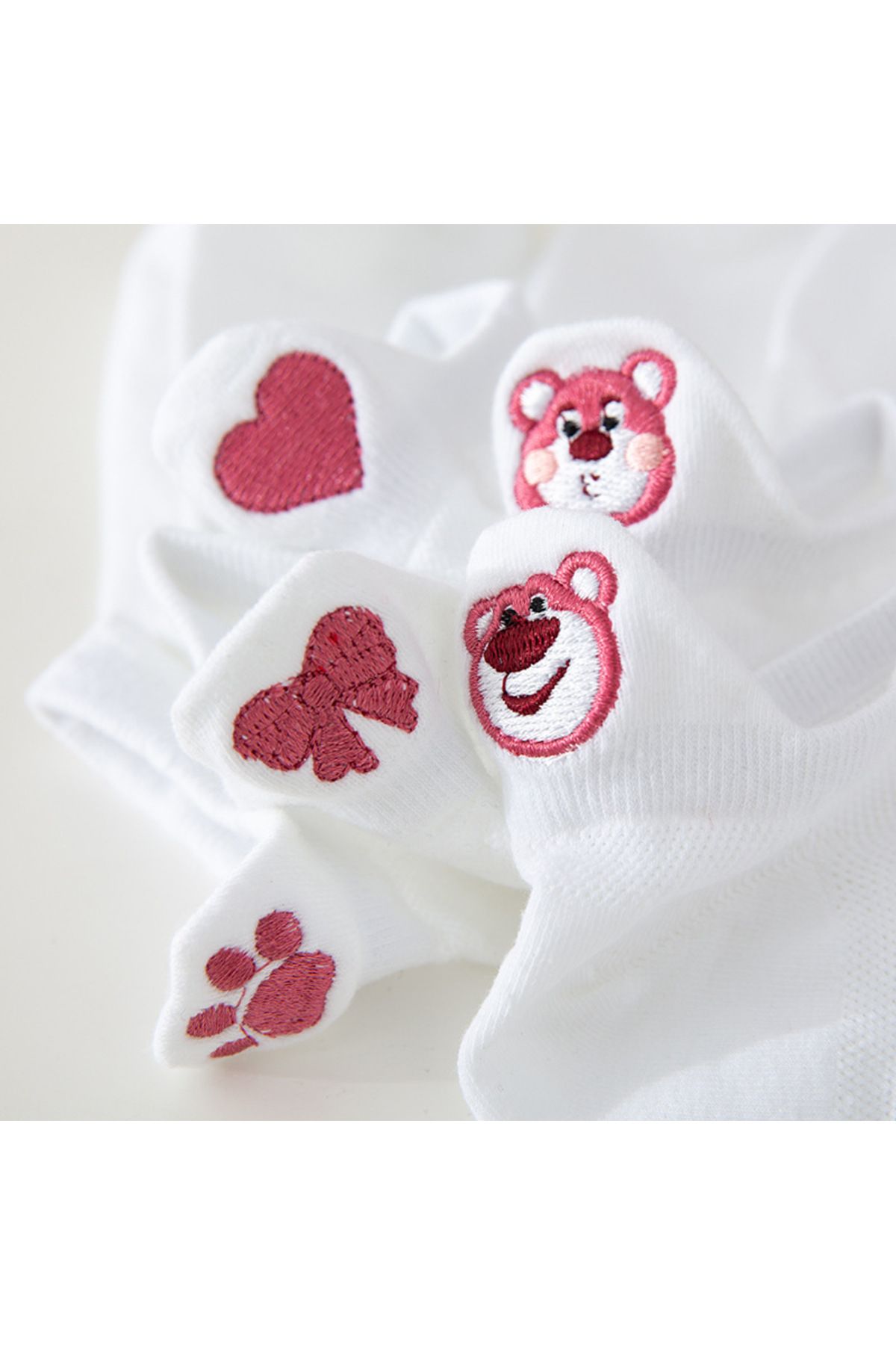 Sockmanya, 5 пар женских носков белого цвета с милыми плюшевыми мишками и сердечками с вышивкой, çrmnya-0655263a5iyhghyyn