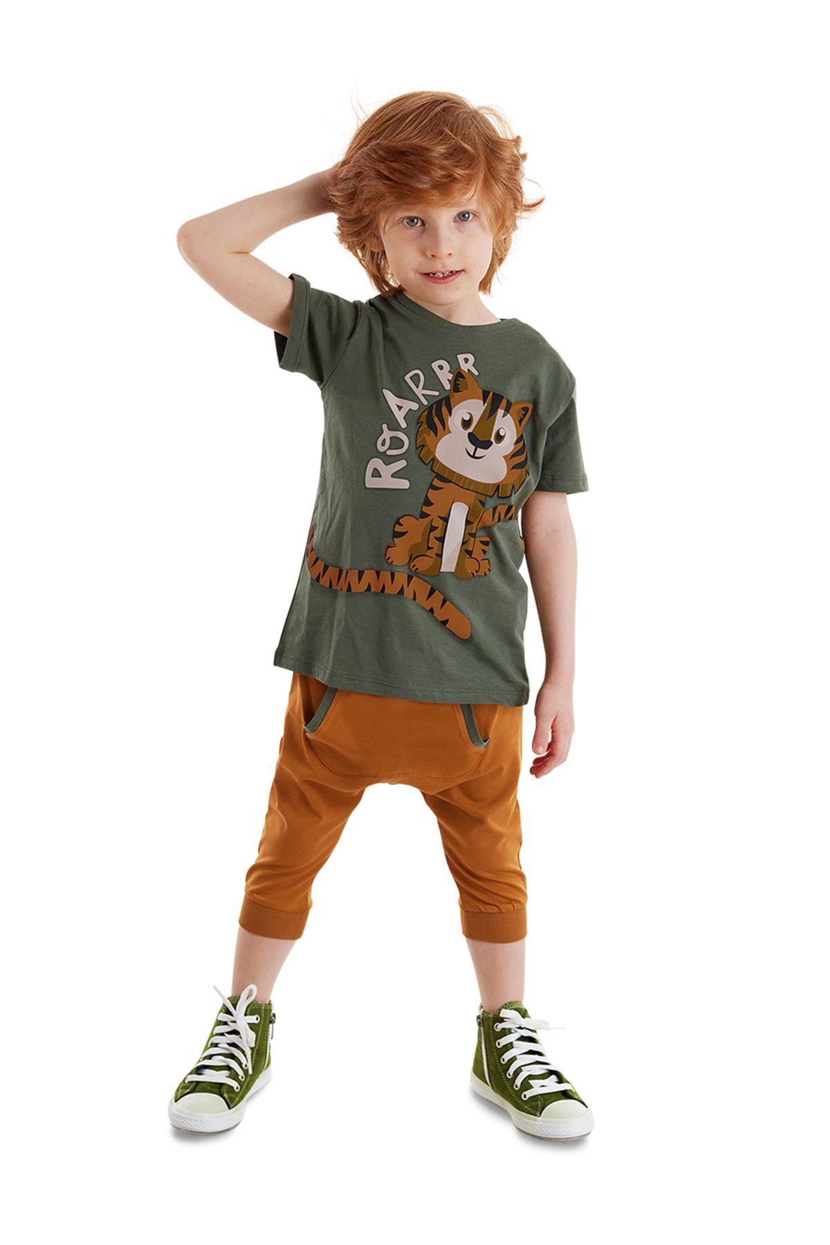 Denokids Little Tiger Boy Летняя футболка Капри и шорты CFF-21Y1-079