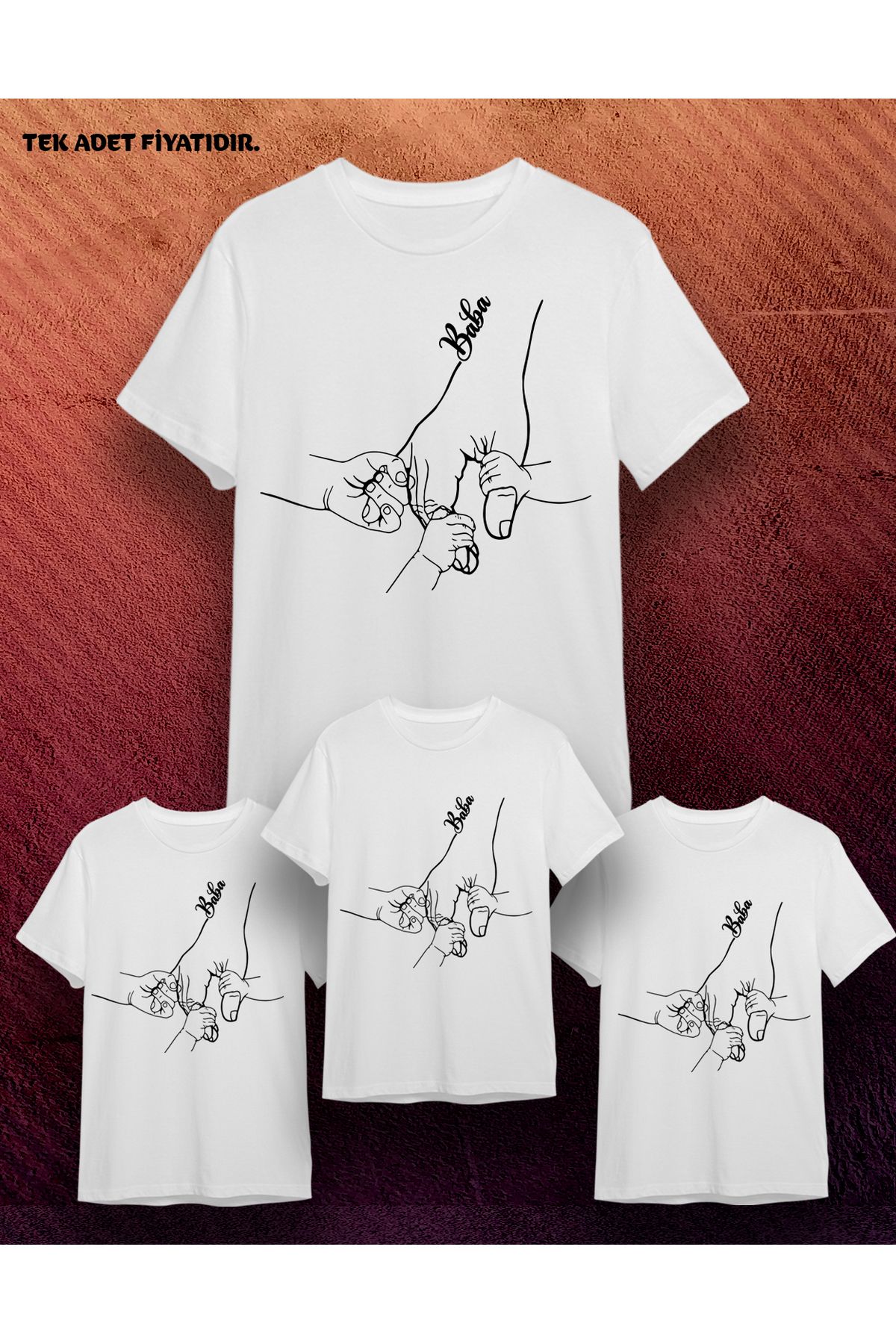VİZYON İKRA Anne - Baba çocuk Kombin Baskılı Pamuklu T-Shirt(Tek adet fiyatıdır KOMBİN İÇİN EKLEME YAPINIZ)