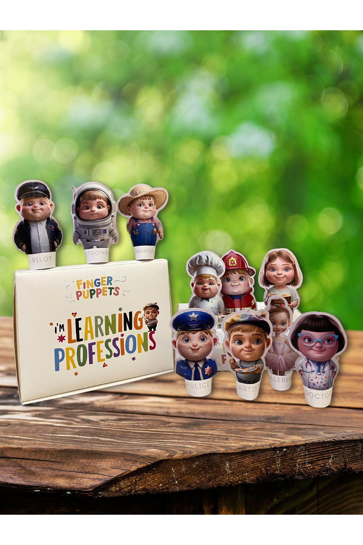 North And Peak-10 Pieces Paper Finger Puppet Set - I'm Learning Professions 2