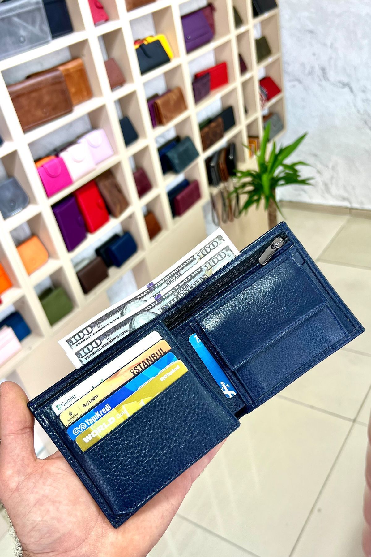 کیف پول مردانه LUKEN NAVY BLUE مردانه'S LEAGE چرمی شخصی ISIM طرح دار هدیه روز پدر CüzCan