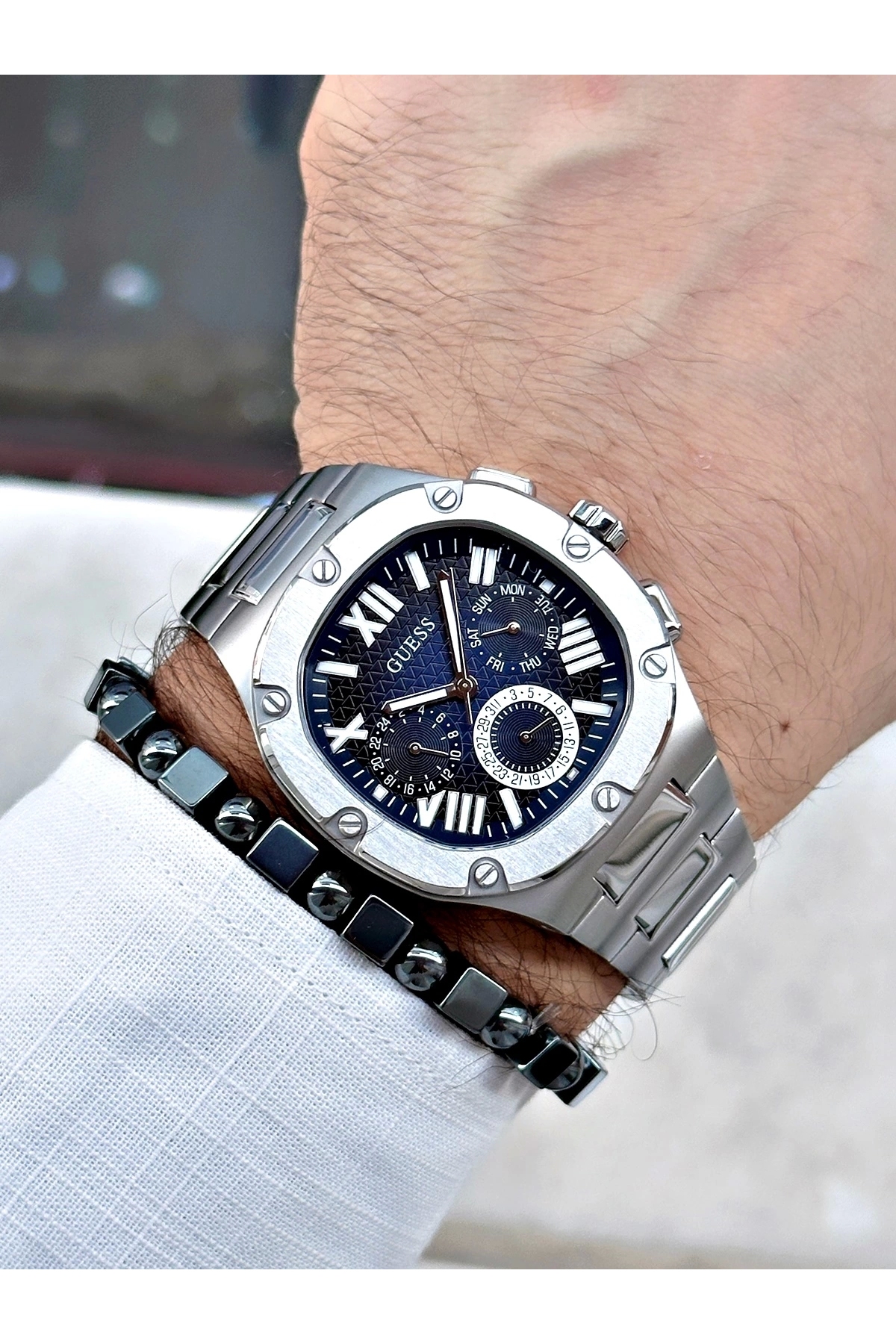 ساعت مردانه خاکستری گسGuess | P6405S7074 اورجینال - تصویر 4