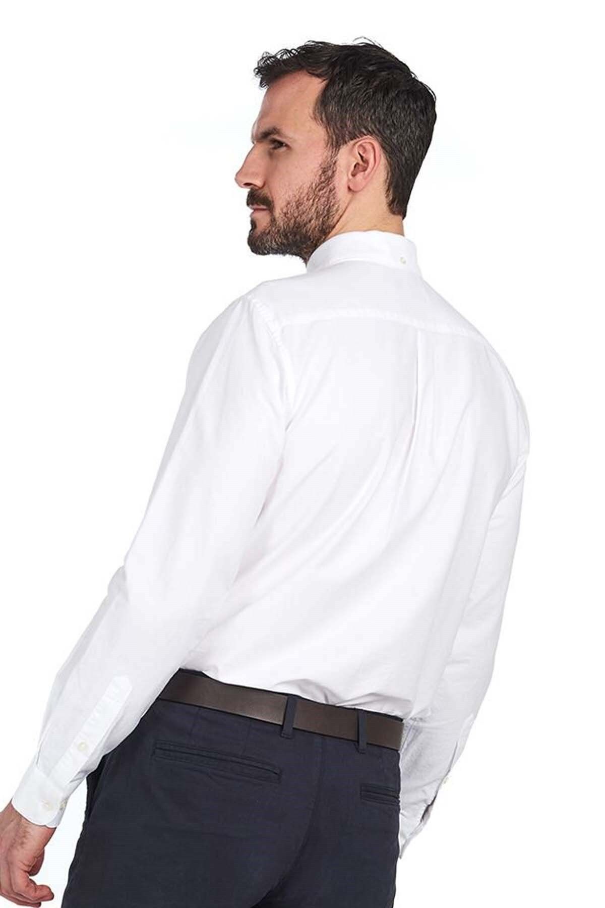 پیراهن / بلوز دکمه دار سفید مردانه آکسفورد 3 WH11 Barbour