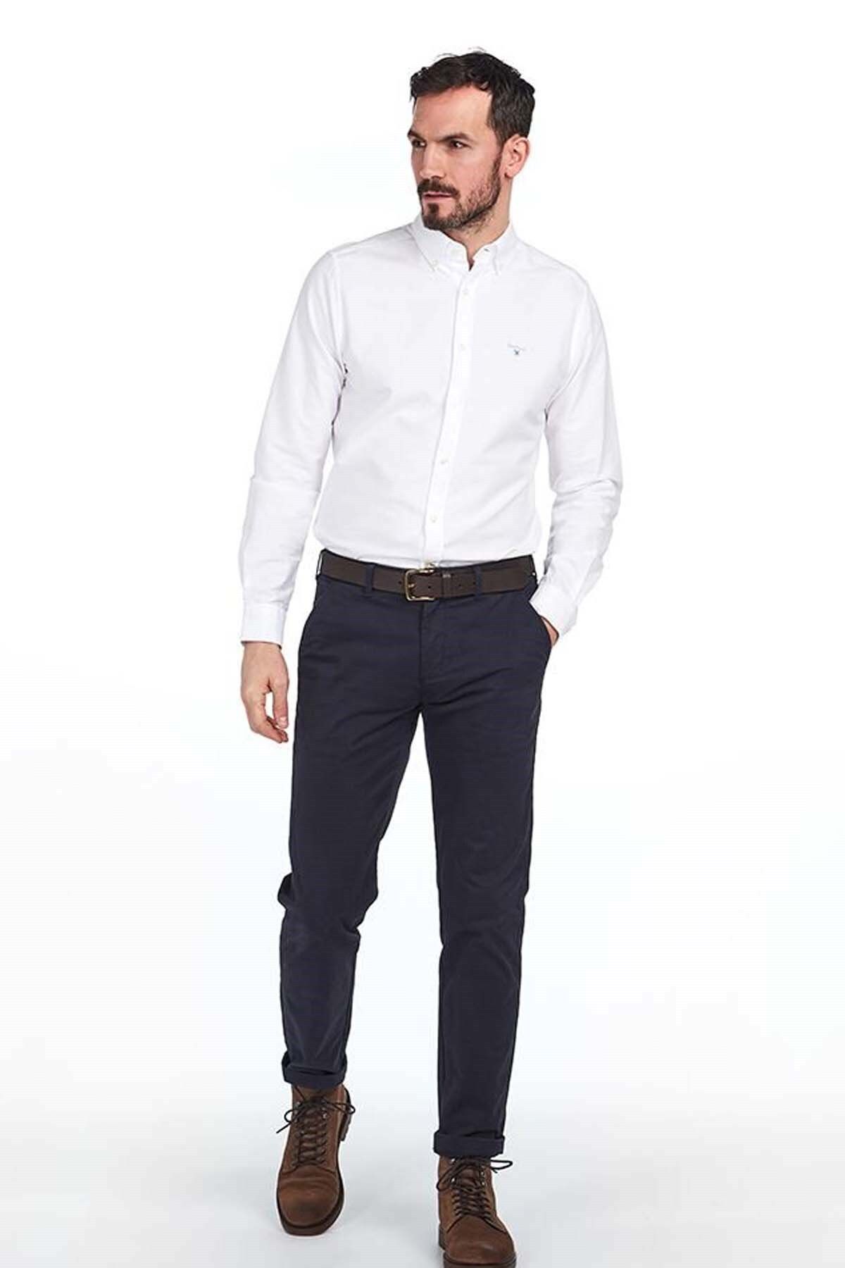 پیراهن / بلوز دکمه دار سفید مردانه آکسفورد 3 WH11 Barbour